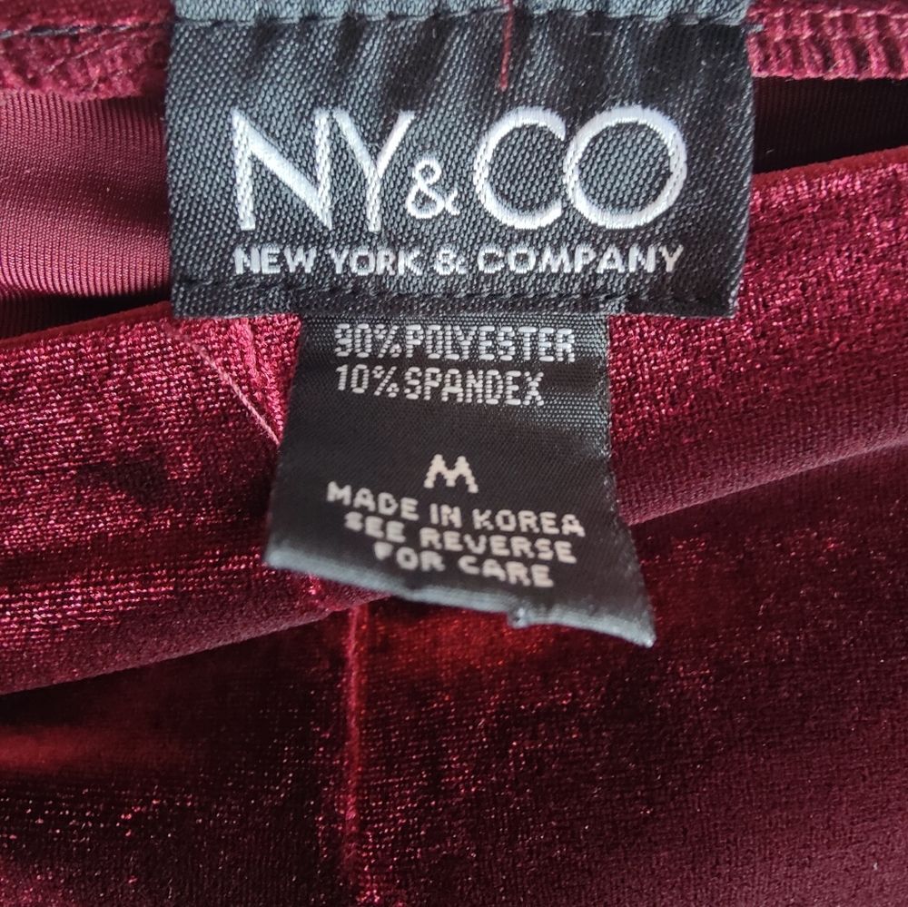VTG Y2K NY & Co Dark Wine Red Stretch Velour Track Leisure Wide Leg Pants, M - Picture 6 of 7